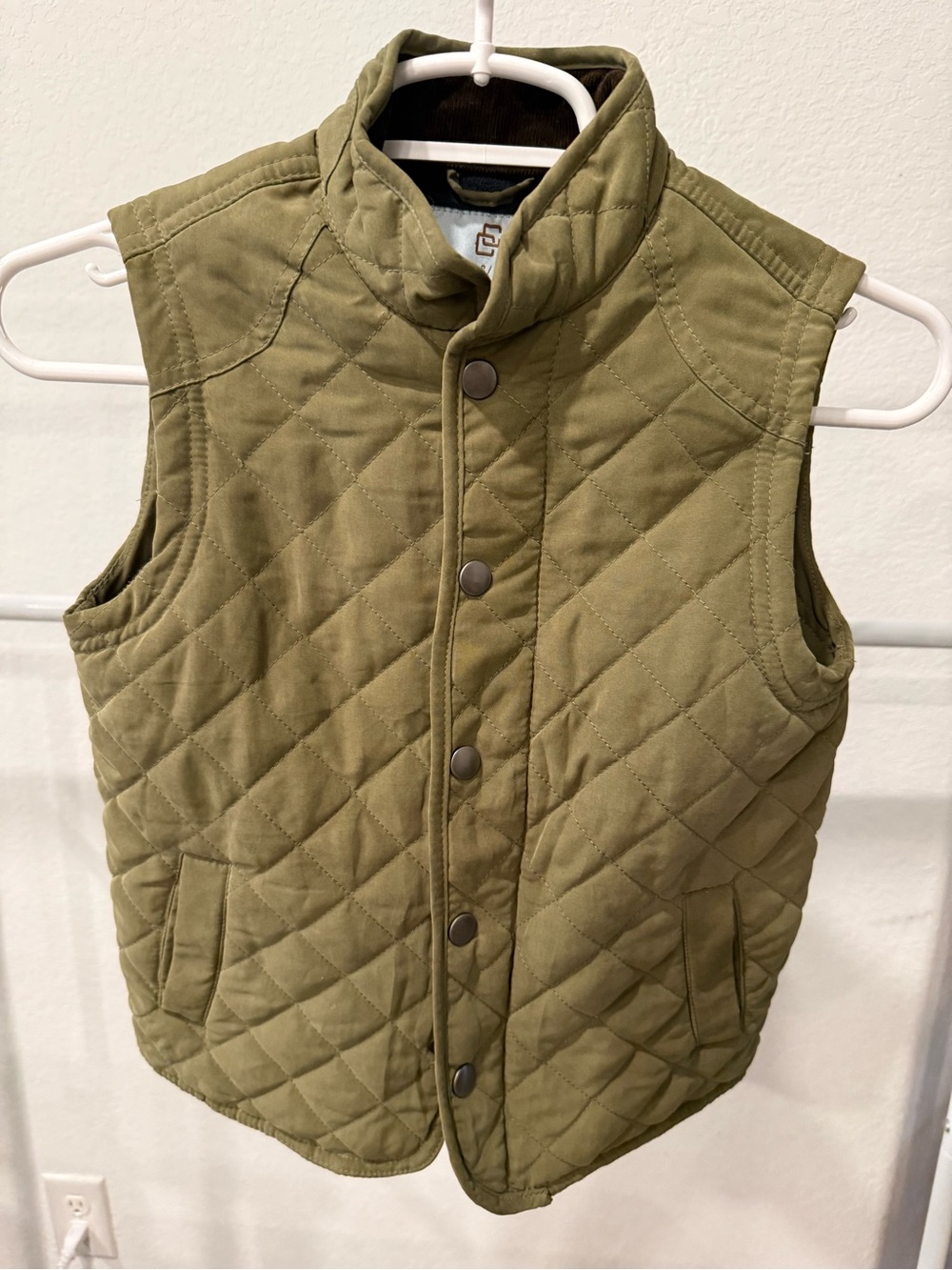 Class Club Quilted Olive Green Snap-Front Vest
